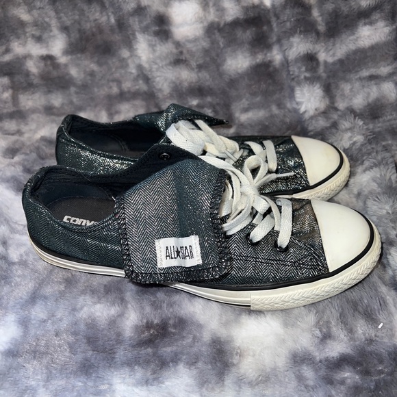 Converse All Star Mega Tongue Ox Shoes Sneakers Black Shimmer 632573F Sz 5 US - Picture 3 of 8